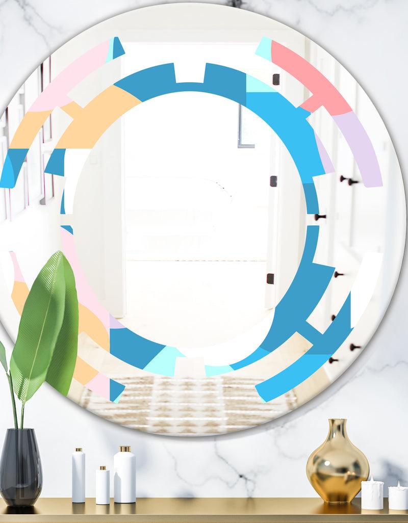 DesignQ Retro Geometrical Abstract Pattern II - Modern Round or Oval Wall Mirror - Space