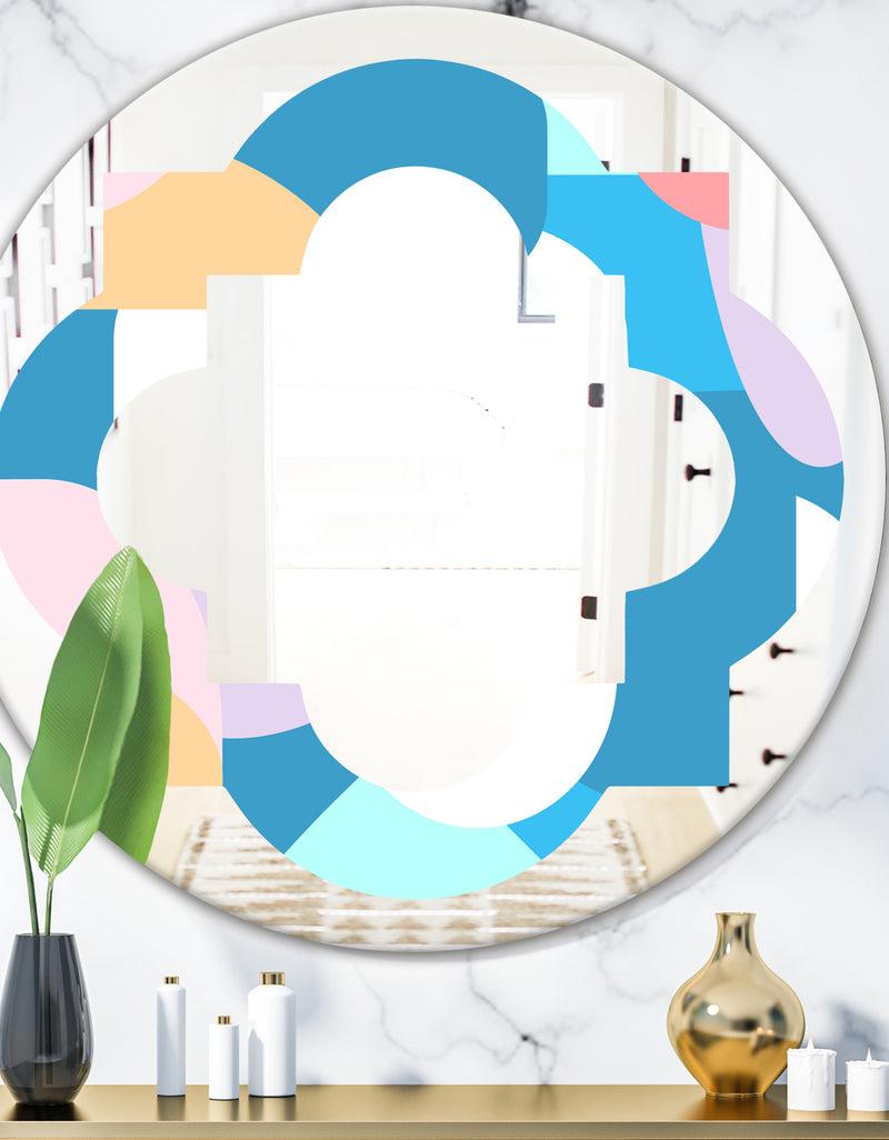 DesignQ Retro Geometrical Abstract Pattern II - Modern Round or Oval Wall Mirror - Quatrefoil