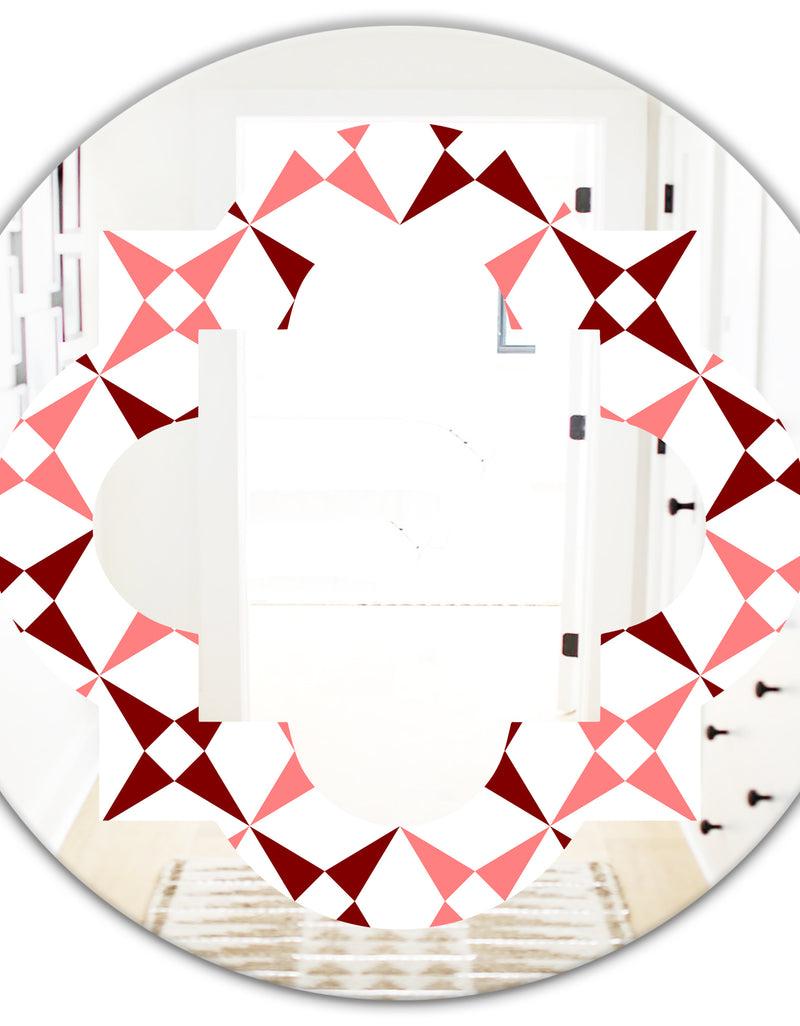 DesignQ Retro Grid Pattern I - Modern Round Or Oval Wall Mirror - Quatrefoil