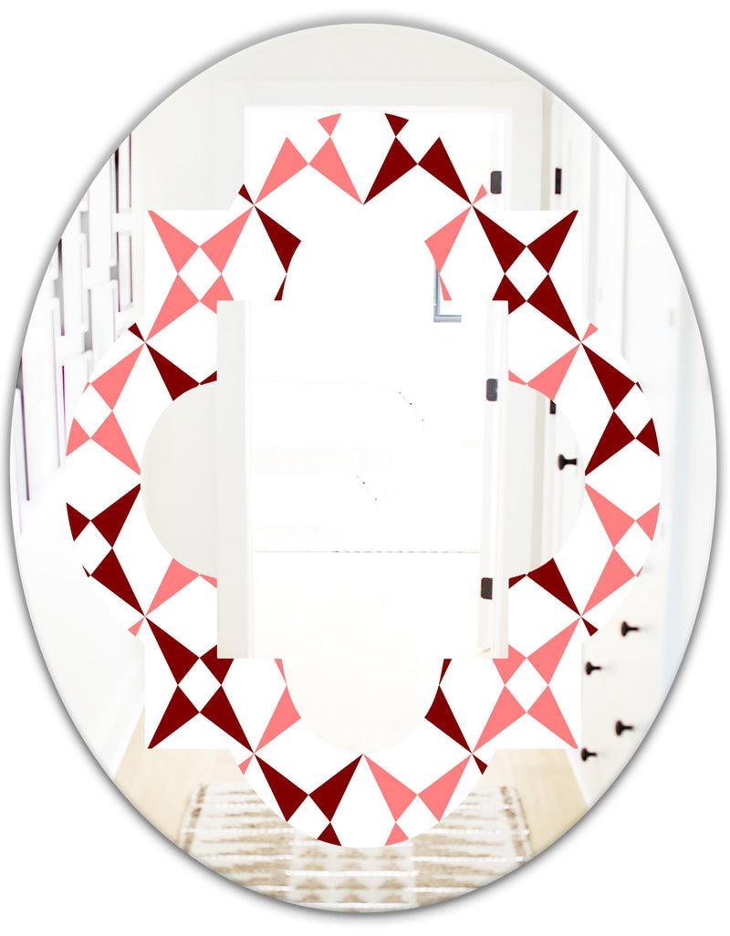 DesignQ Retro Grid Pattern I - Modern Round Or Oval Wall Mirror - Quatrefoil
