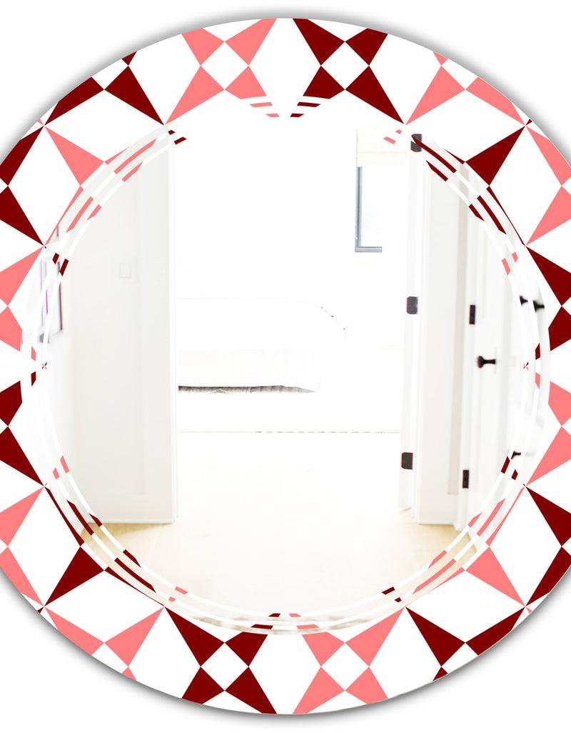 DesignQ Retro Grid Pattern I - Modern Round Or Oval Wall Mirror - Triple C