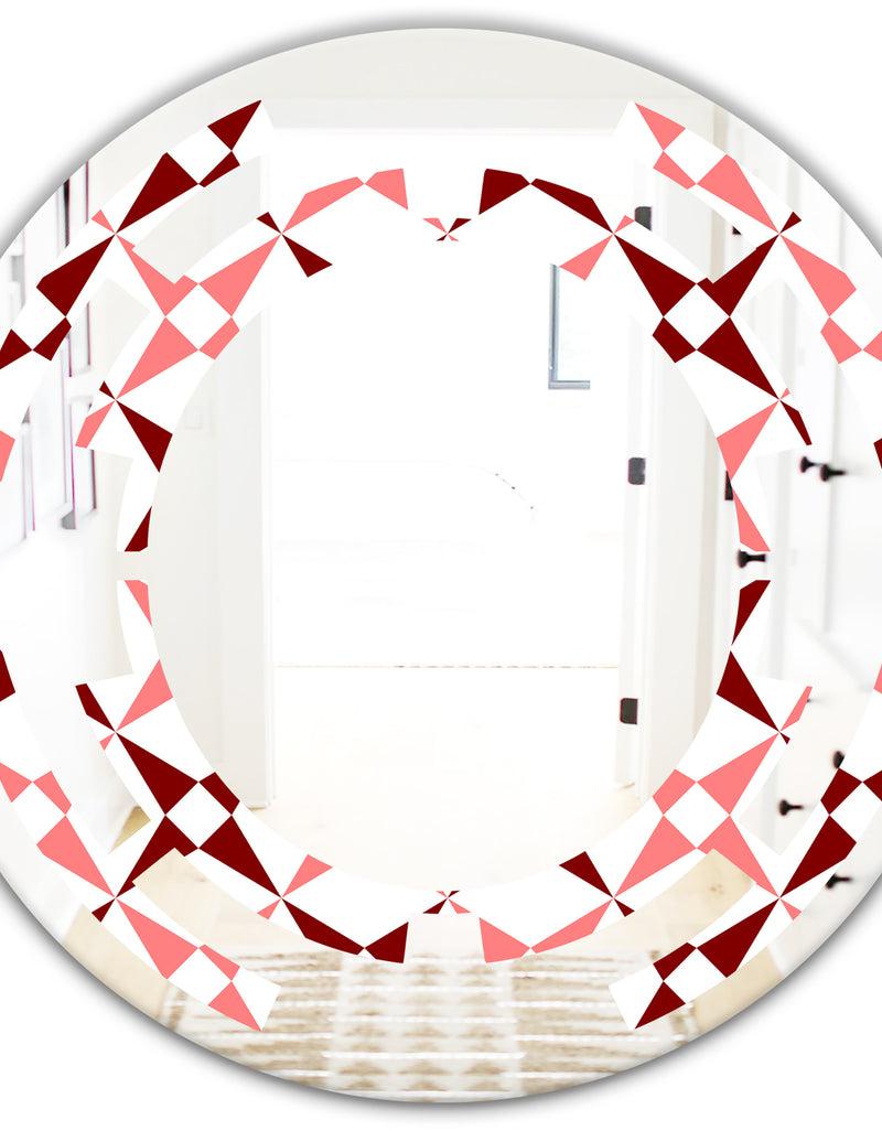 DesignQ Retro Grid Pattern I - Modern Round Or Oval Wall Mirror - Space
