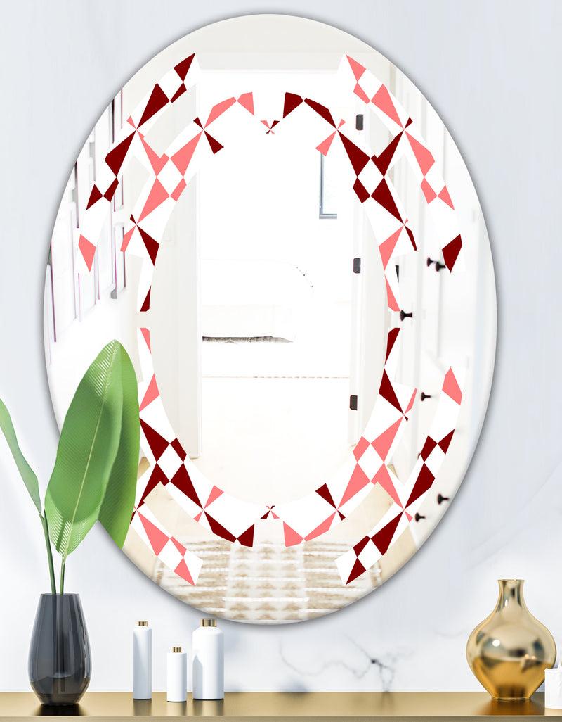 DesignQ Retro Grid Pattern I - Modern Round Or Oval Wall Mirror - Space