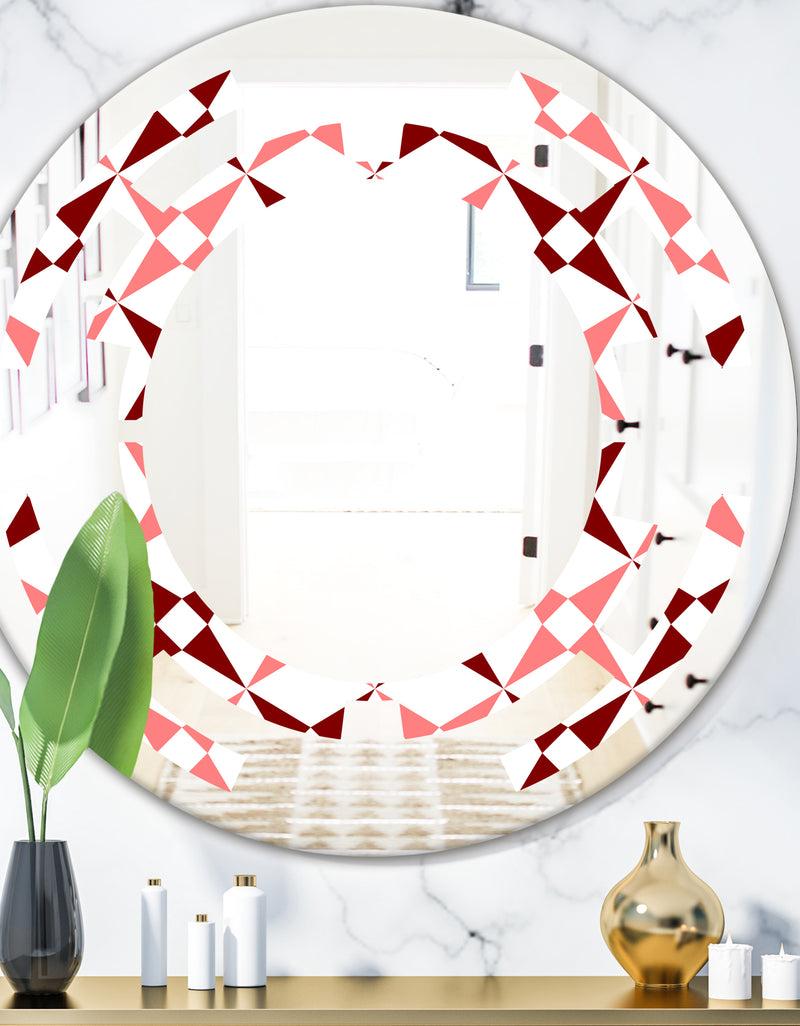 DesignQ Retro Grid Pattern I - Modern Round or Oval Wall Mirror - Space