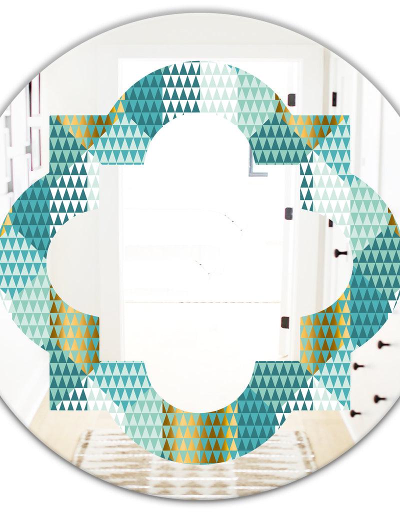 DesignQ Retro Hexagon Pattern IV - Modern Round Or Oval Wall Mirror - Quatrefoil