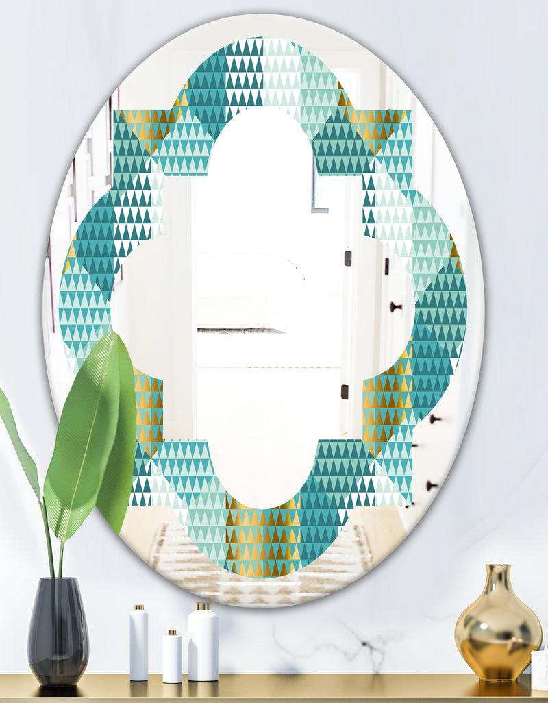 DesignQ Retro Hexagon Pattern IV - Modern Round Or Oval Wall Mirror - Quatrefoil
