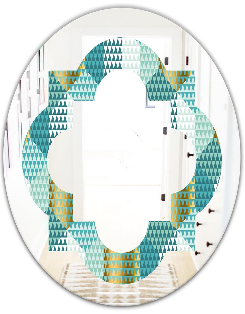 DesignQ Retro Hexagon Pattern IV - Modern Round Or Oval Wall Mirror - Quatrefoil