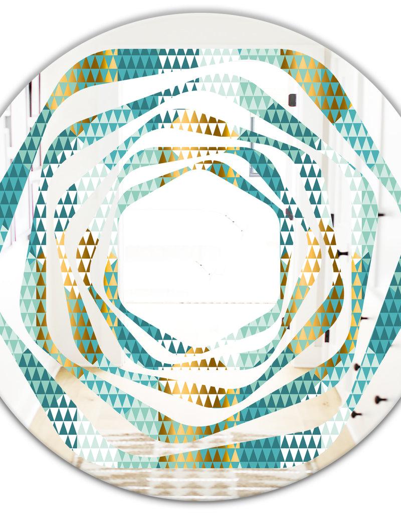 DesignQ Retro Hexagon Pattern IV - Modern Round Or Oval Wall Mirror - Whirl