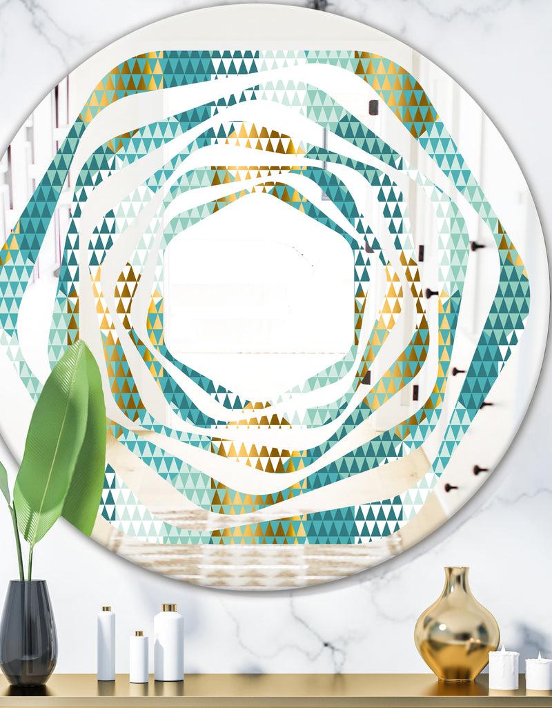 DesignQ Retro Hexagon Pattern IV - Modern Round or Oval Wall Mirror - Whirl