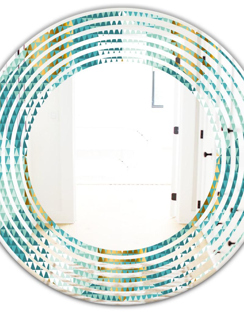 DesignQ Retro Hexagon Pattern IV - Modern Round Or Oval Wall Mirror - Wave