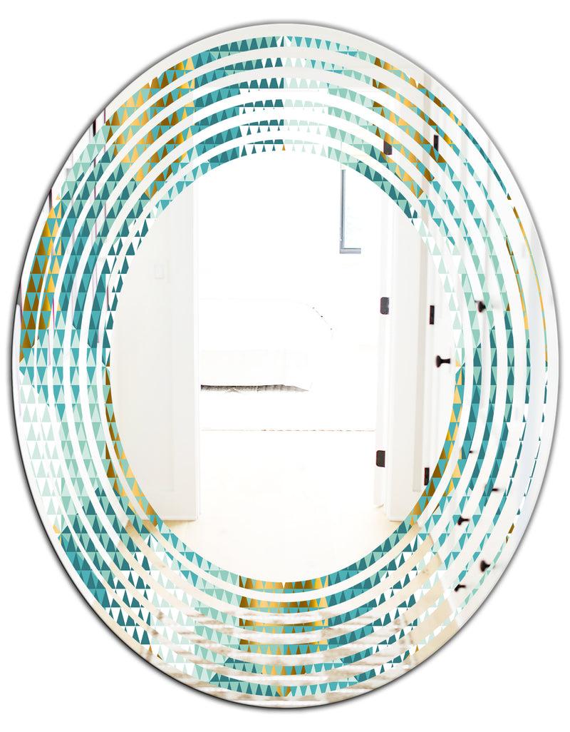 DesignQ Retro Hexagon Pattern IV - Modern Round Or Oval Wall Mirror - Wave