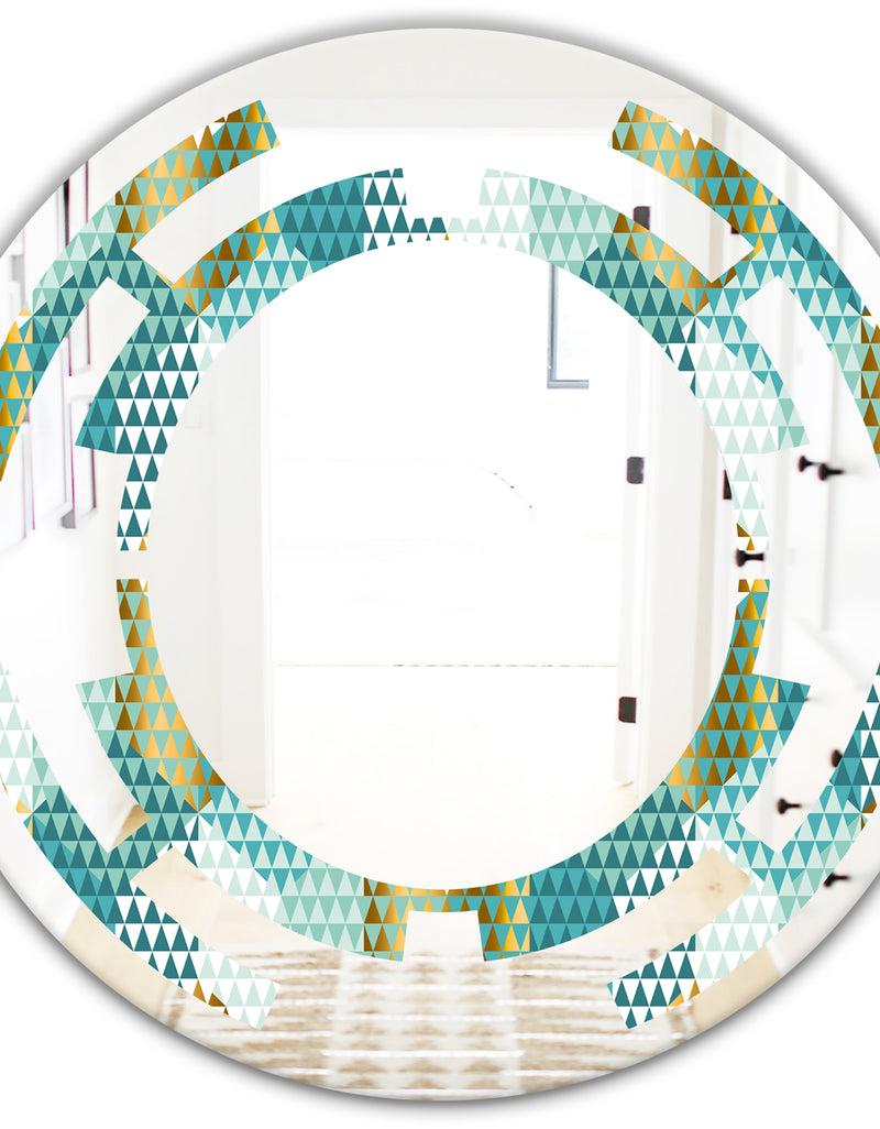 DesignQ Retro Hexagon Pattern IV - Modern Round Or Oval Wall Mirror - Space