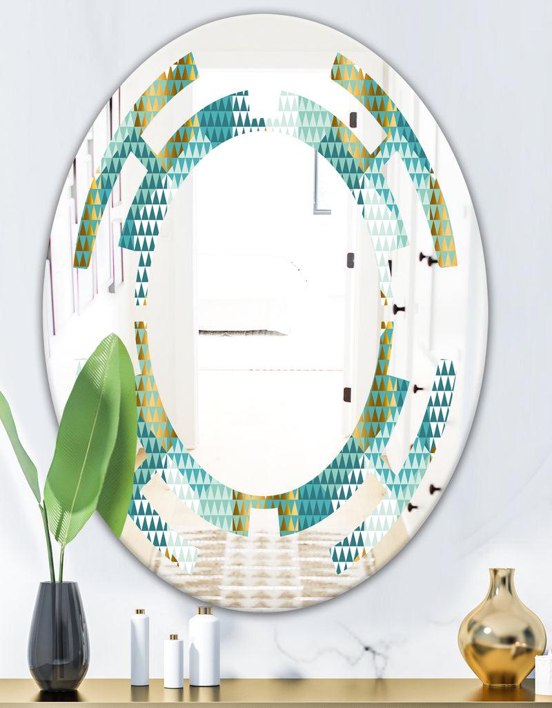 DesignQ Retro Hexagon Pattern IV - Modern Round Or Oval Wall Mirror - Space