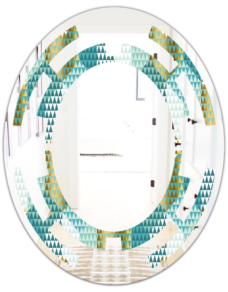 DesignQ Retro Hexagon Pattern IV - Modern Round Or Oval Wall Mirror - Space