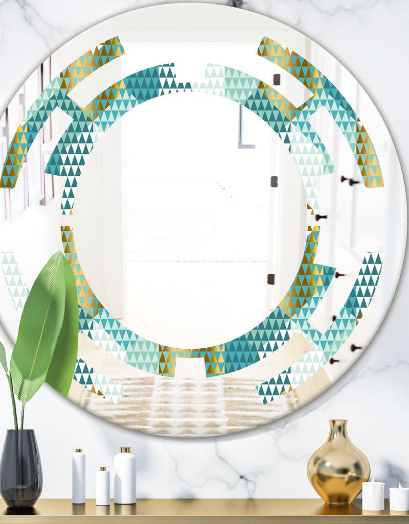 DesignQ Retro Hexagon Pattern IV - Modern Round or Oval Wall Mirror - Space