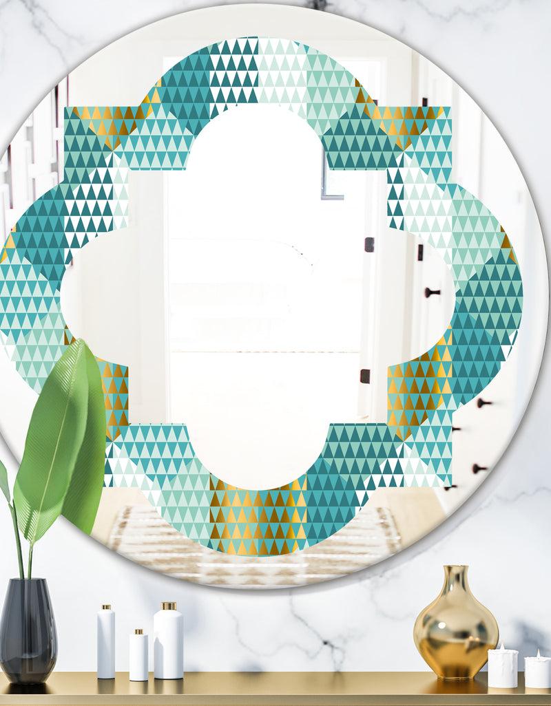 DesignQ Retro Hexagon Pattern IV - Modern Round or Oval Wall Mirror - Quatrefoil