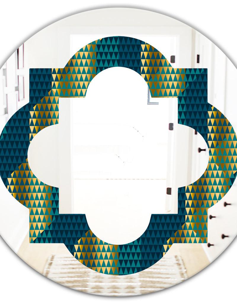 DesignQ Retro Hexagon Pattern V - Modern Round Or Oval Wall Mirror - Quatrefoil