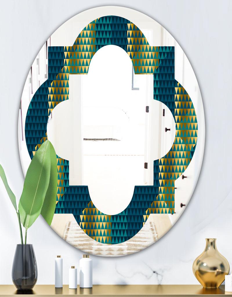 DesignQ Retro Hexagon Pattern V - Modern Round Or Oval Wall Mirror - Quatrefoil