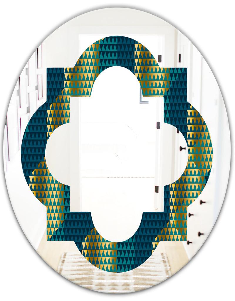 DesignQ Retro Hexagon Pattern V - Modern Round Or Oval Wall Mirror - Quatrefoil