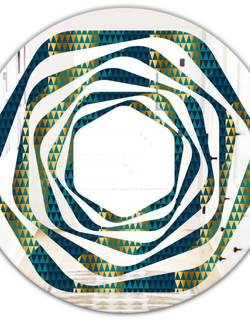 DesignQ Retro Hexagon Pattern V - Modern Round Or Oval Wall Mirror - Whirl