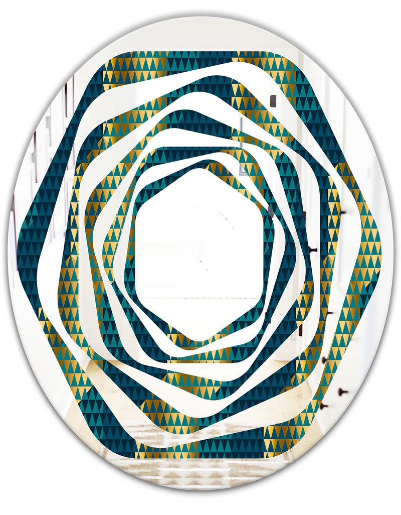 DesignQ Retro Hexagon Pattern V - Modern Round Or Oval Wall Mirror - Whirl