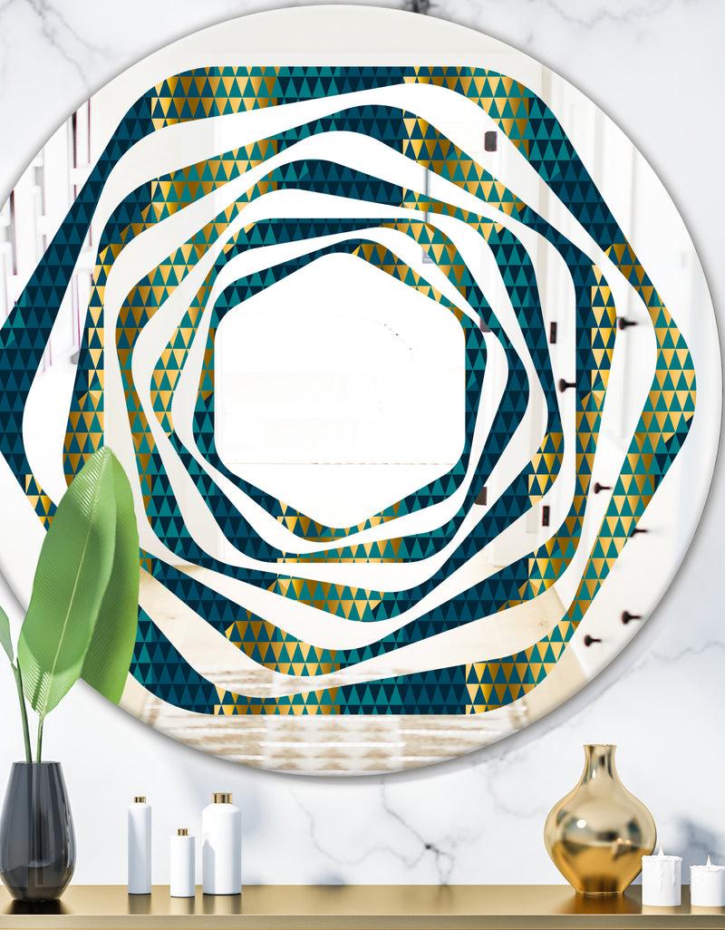 DesignQ Retro Hexagon Pattern V - Modern Round or Oval Wall Mirror - Whirl