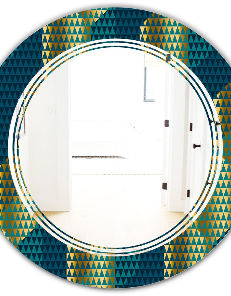 DesignQ Retro Hexagon Pattern V - Modern Round Or Oval Wall Mirror - Triple C