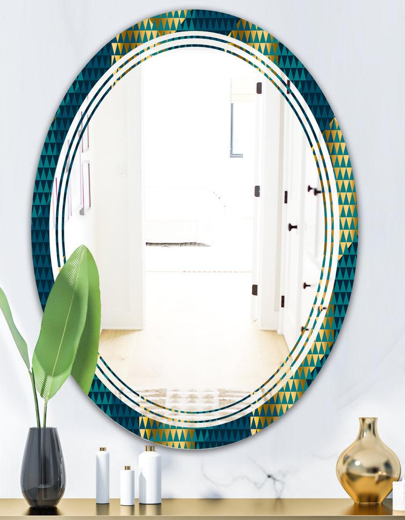 DesignQ Retro Hexagon Pattern V - Modern Round Or Oval Wall Mirror - Triple C