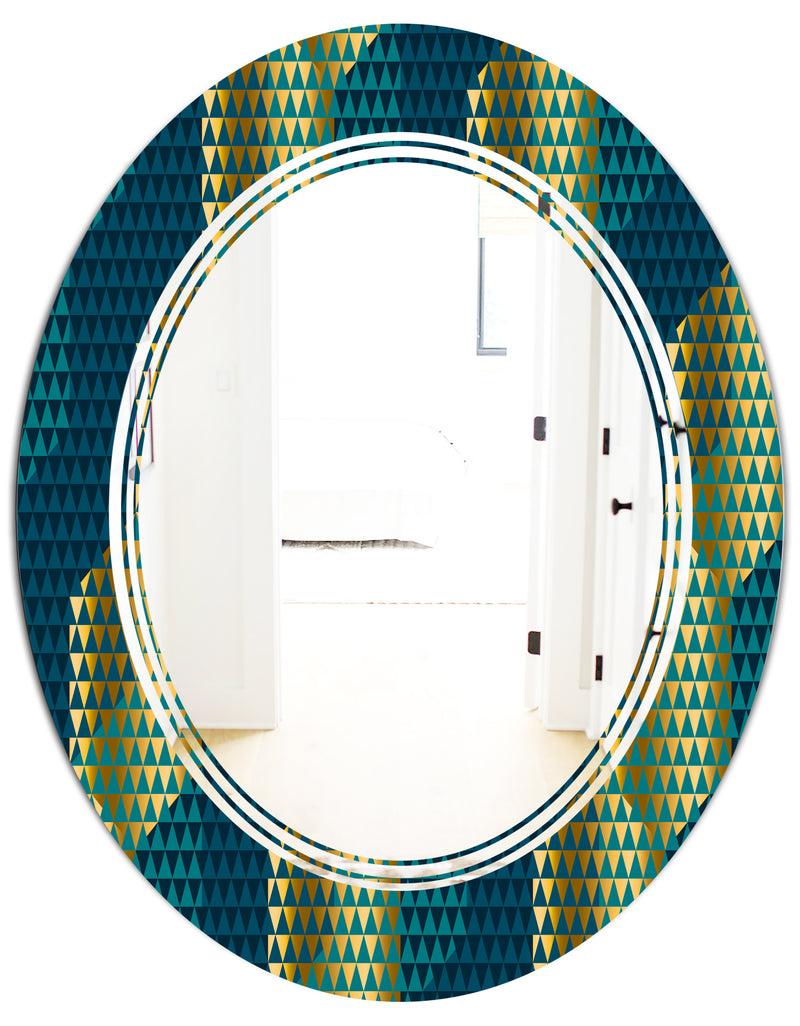 DesignQ Retro Hexagon Pattern V - Modern Round Or Oval Wall Mirror - Triple C
