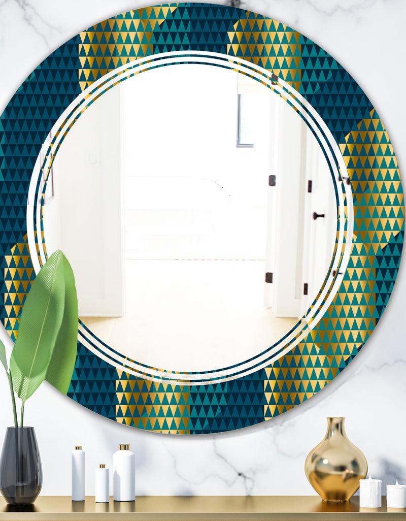 DesignQ Retro Hexagon Pattern V - Modern Round or Oval Wall Mirror - Triple C