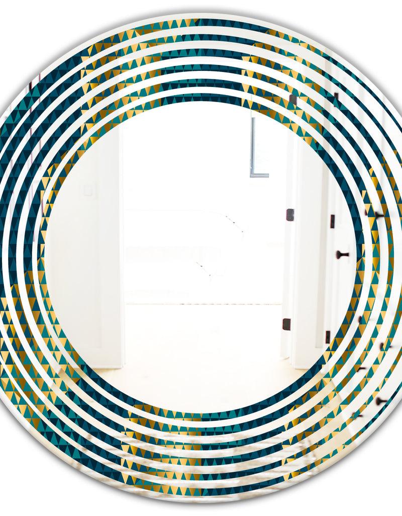 DesignQ Retro Hexagon Pattern V - Modern Round Or Oval Wall Mirror - Wave