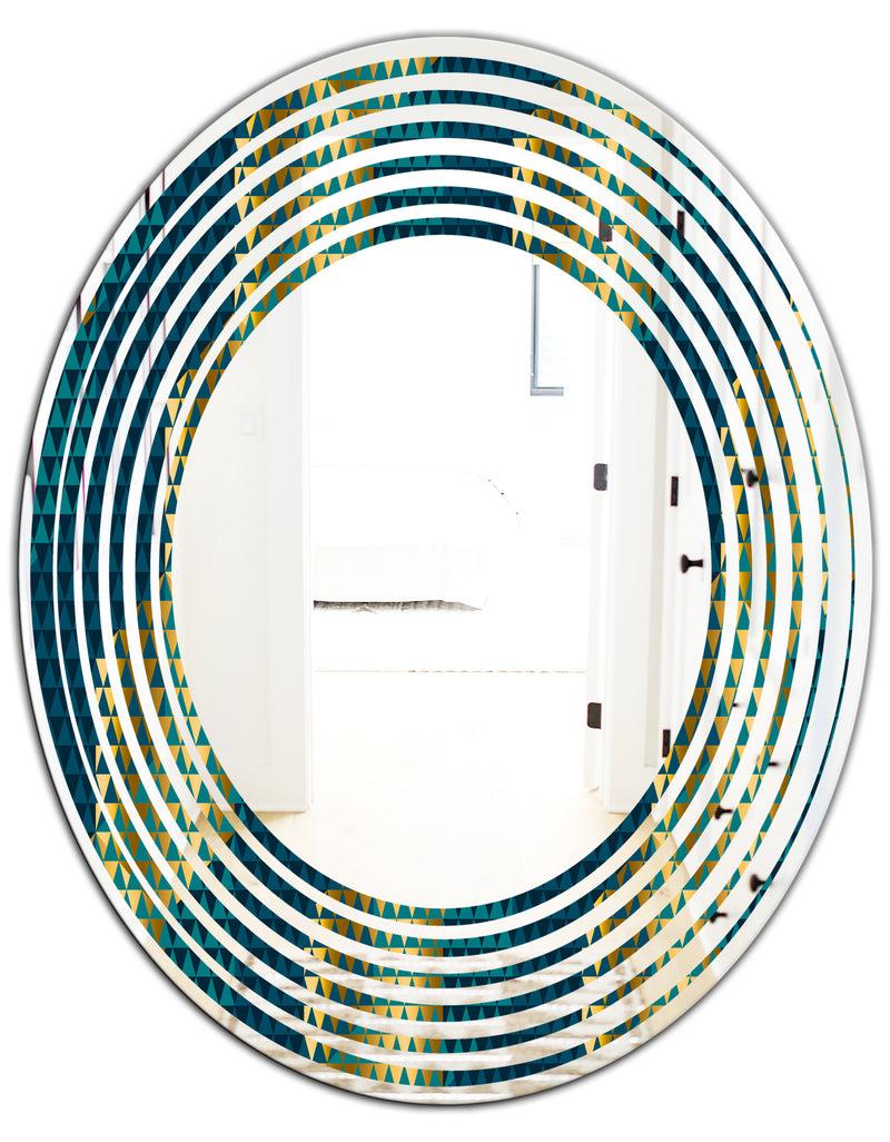 DesignQ Retro Hexagon Pattern V - Modern Round Or Oval Wall Mirror - Wave