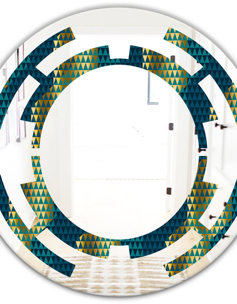 DesignQ Retro Hexagon Pattern V - Modern Round Or Oval Wall Mirror - Space