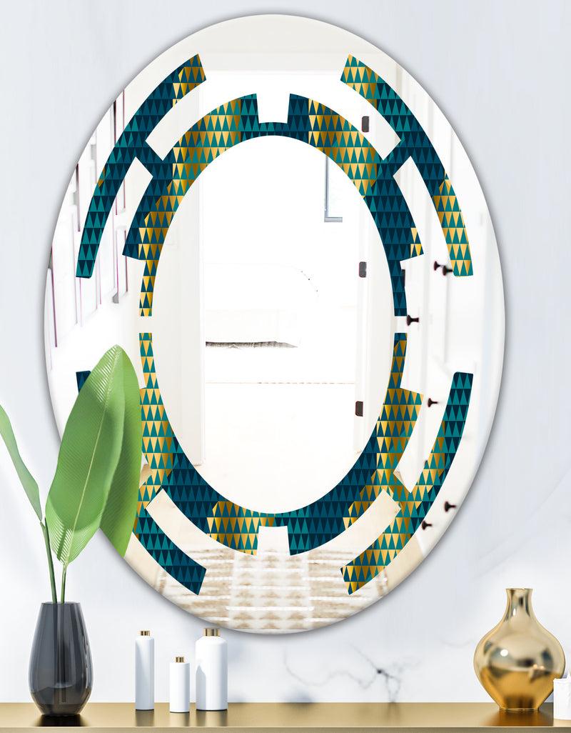 DesignQ Retro Hexagon Pattern V - Modern Round Or Oval Wall Mirror - Space