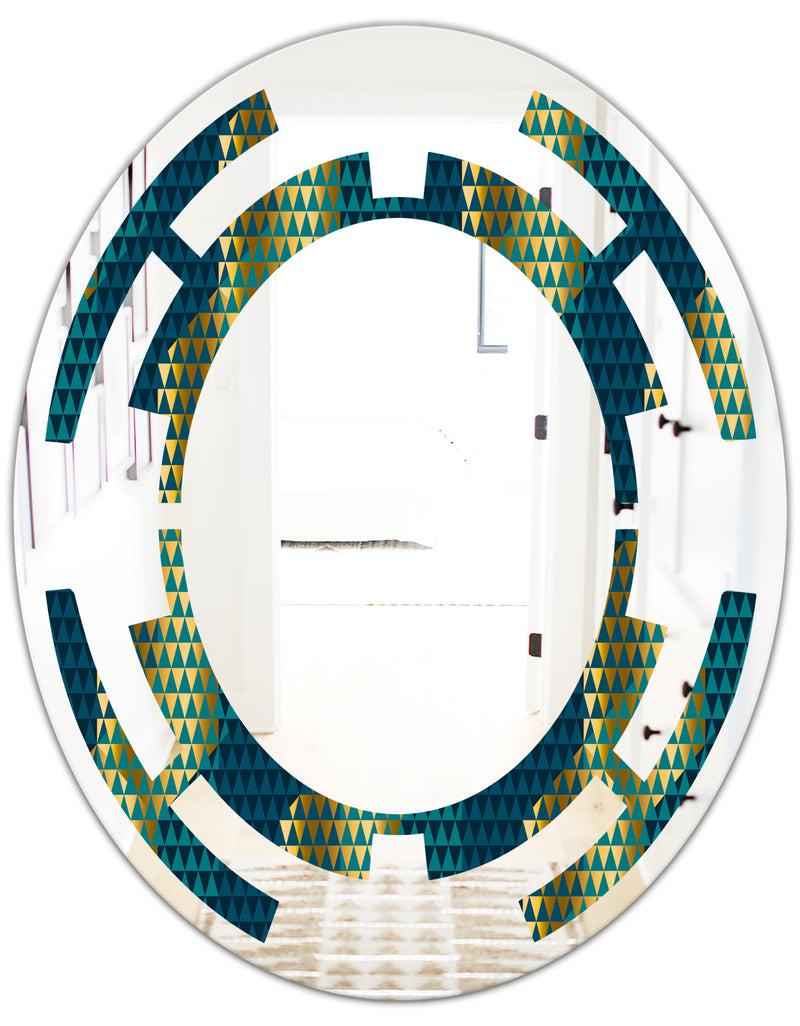 DesignQ Retro Hexagon Pattern V - Modern Round Or Oval Wall Mirror - Space