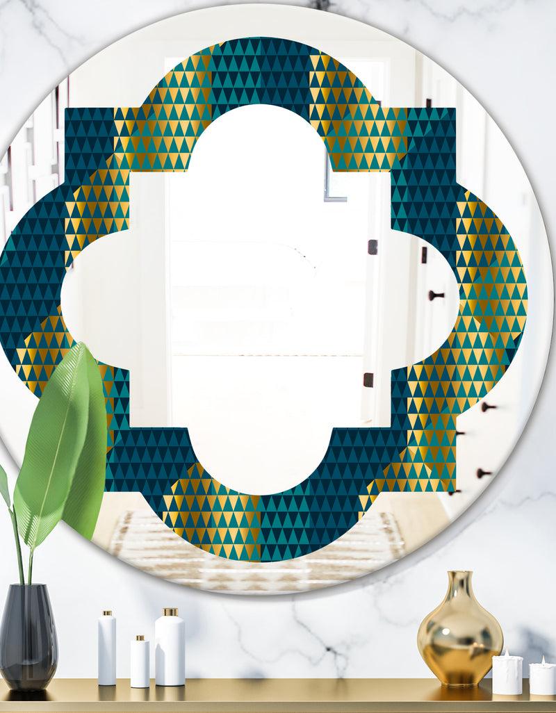 DesignQ Retro Hexagon Pattern V - Modern Round or Oval Wall Mirror - Quatrefoil
