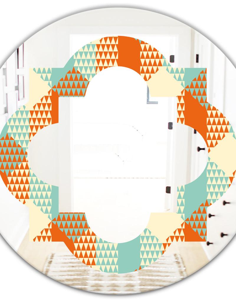 DesignQ Retro Hexagon Pattern VIII - Modern Round Or Oval Wall Mirror - Quatrefoil