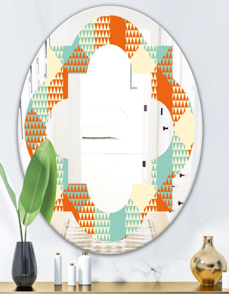 DesignQ Retro Hexagon Pattern VIII - Modern Round Or Oval Wall Mirror - Quatrefoil