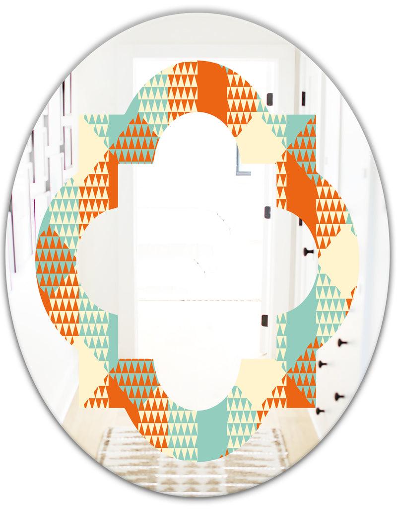 DesignQ Retro Hexagon Pattern VIII - Modern Round Or Oval Wall Mirror - Quatrefoil