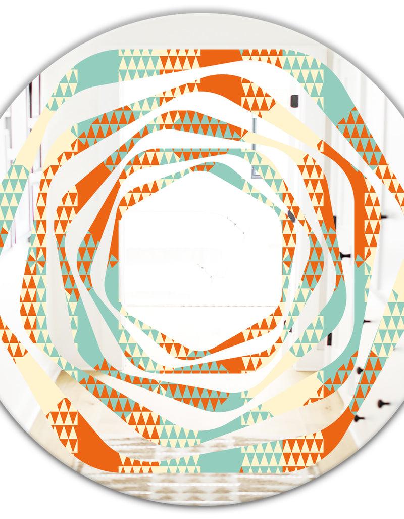 DesignQ Retro Hexagon Pattern VIII - Modern Round Or Oval Wall Mirror - Whirl