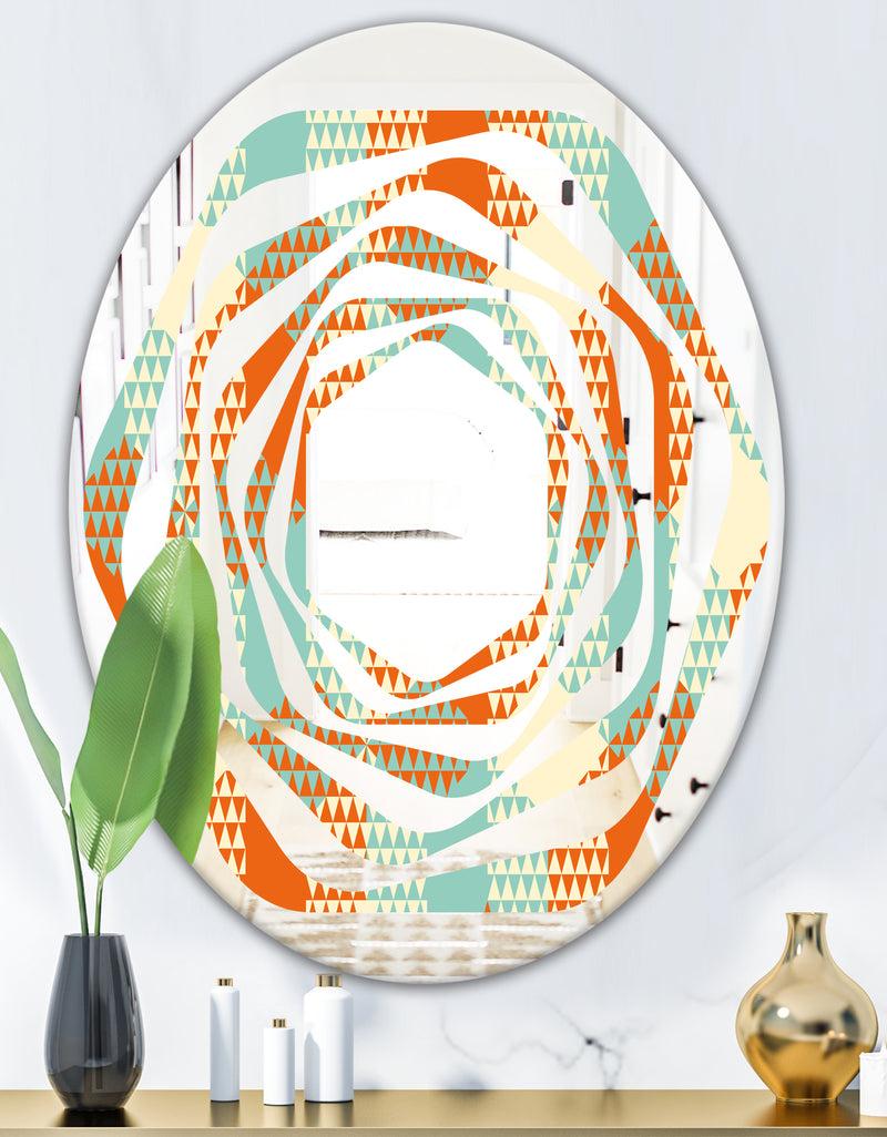 DesignQ Retro Hexagon Pattern VIII - Modern Round Or Oval Wall Mirror - Whirl