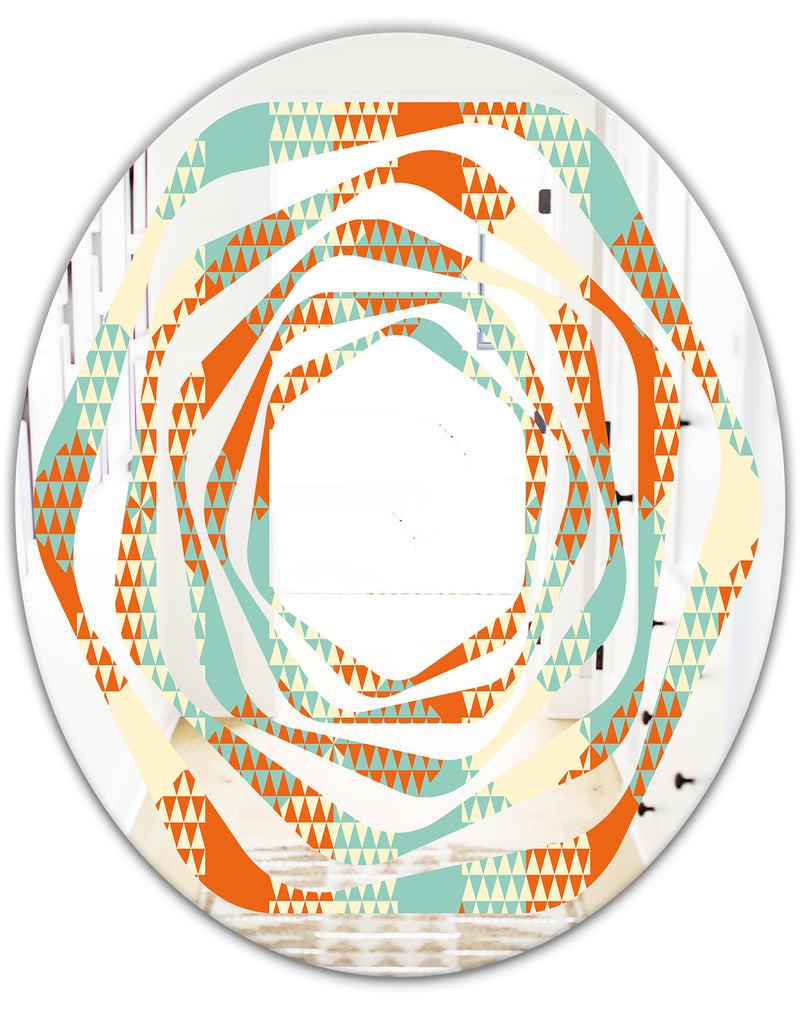 DesignQ Retro Hexagon Pattern VIII - Modern Round Or Oval Wall Mirror - Whirl