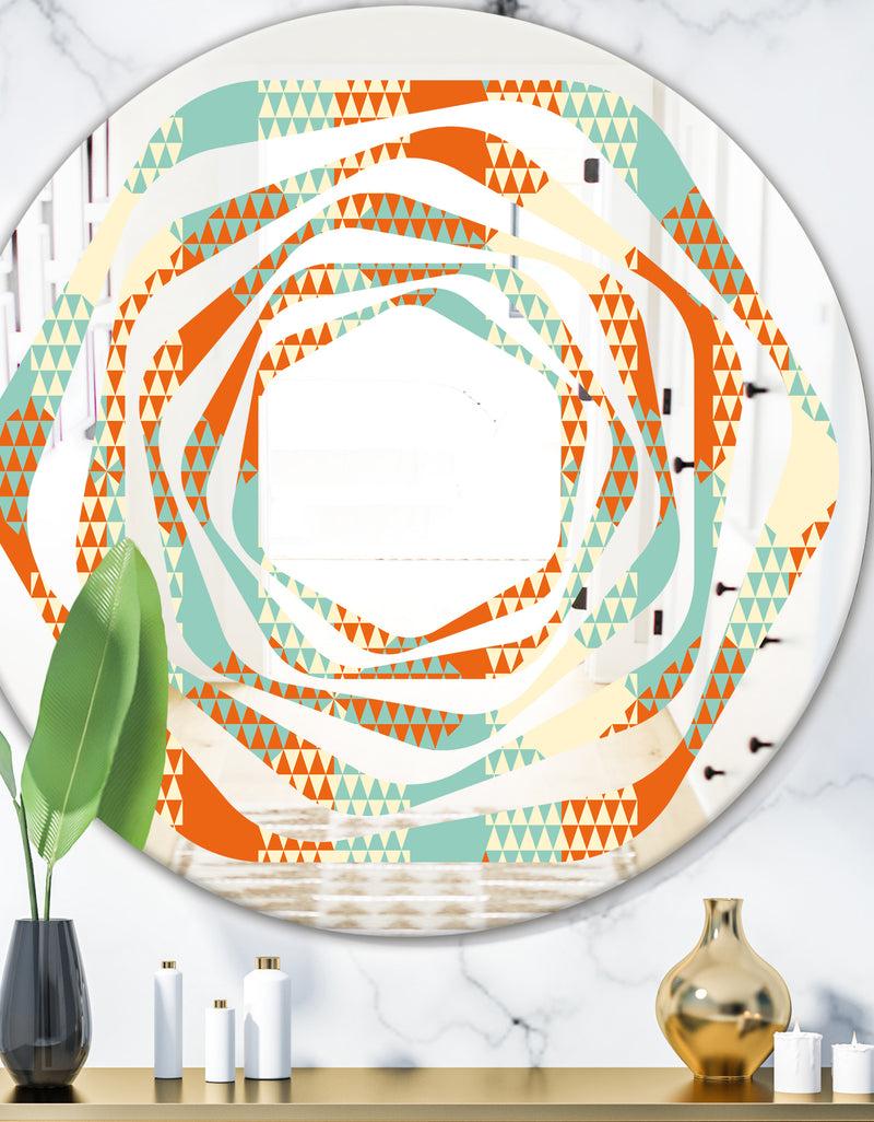 DesignQ Retro Hexagon Pattern VIII - Modern Round or Oval Wall Mirror - Whirl