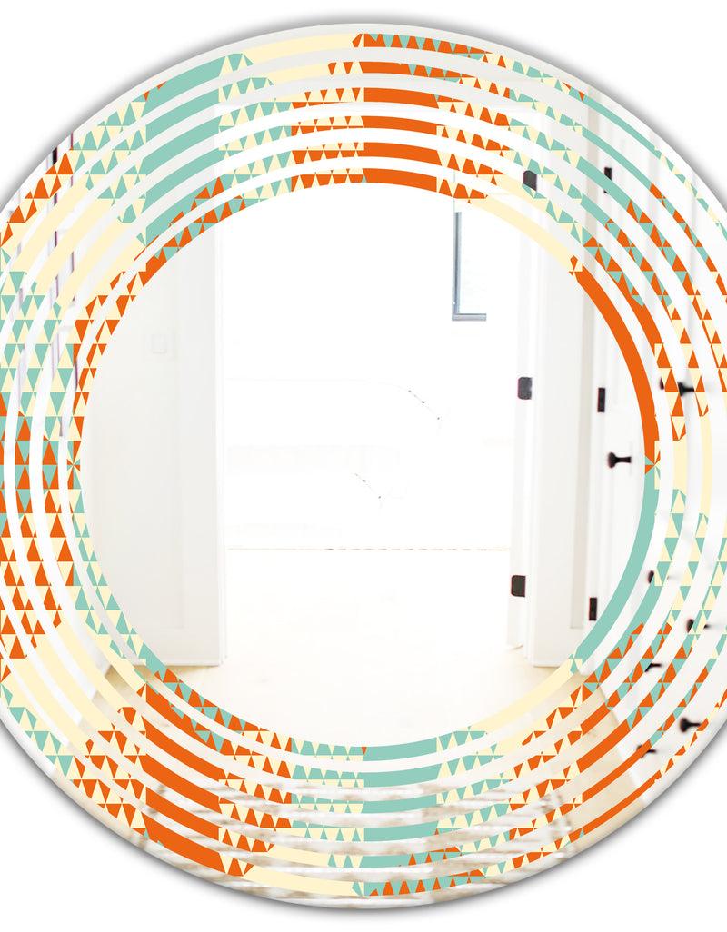 DesignQ Retro Hexagon Pattern VIII - Modern Round Or Oval Wall Mirror - Wave