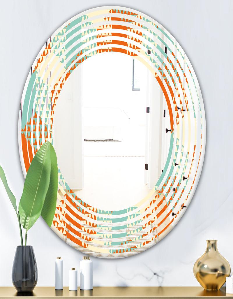 DesignQ Retro Hexagon Pattern VIII - Modern Round Or Oval Wall Mirror - Wave