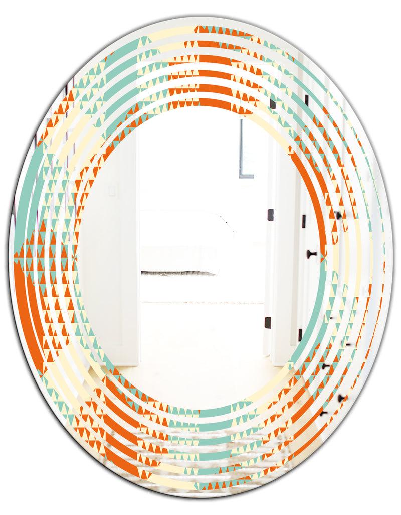 DesignQ Retro Hexagon Pattern VIII - Modern Round Or Oval Wall Mirror - Wave