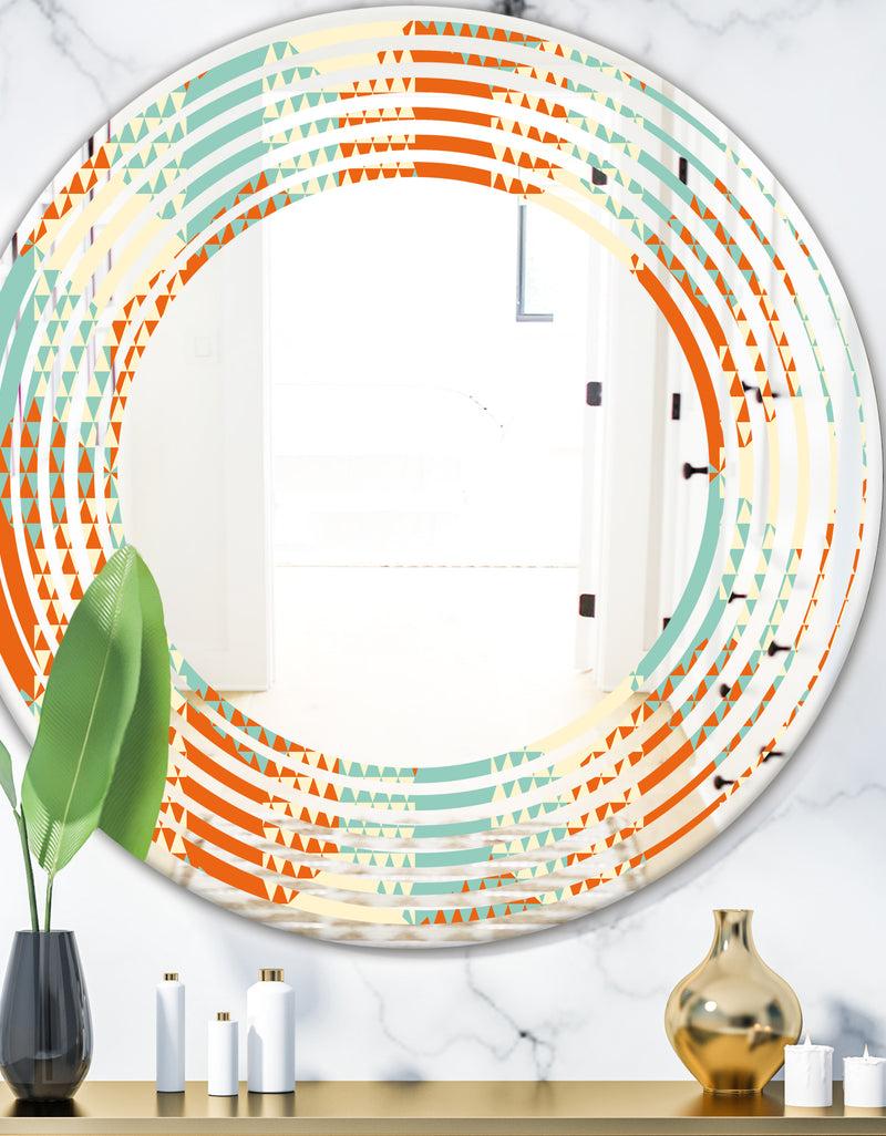 DesignQ Retro Hexagon Pattern VIII - Modern Round or Oval Wall Mirror - Wave