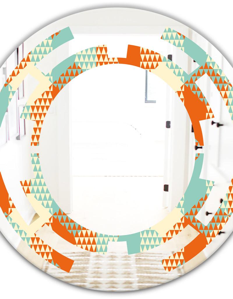 DesignQ Retro Hexagon Pattern VIII - Modern Round Or Oval Wall Mirror - Space