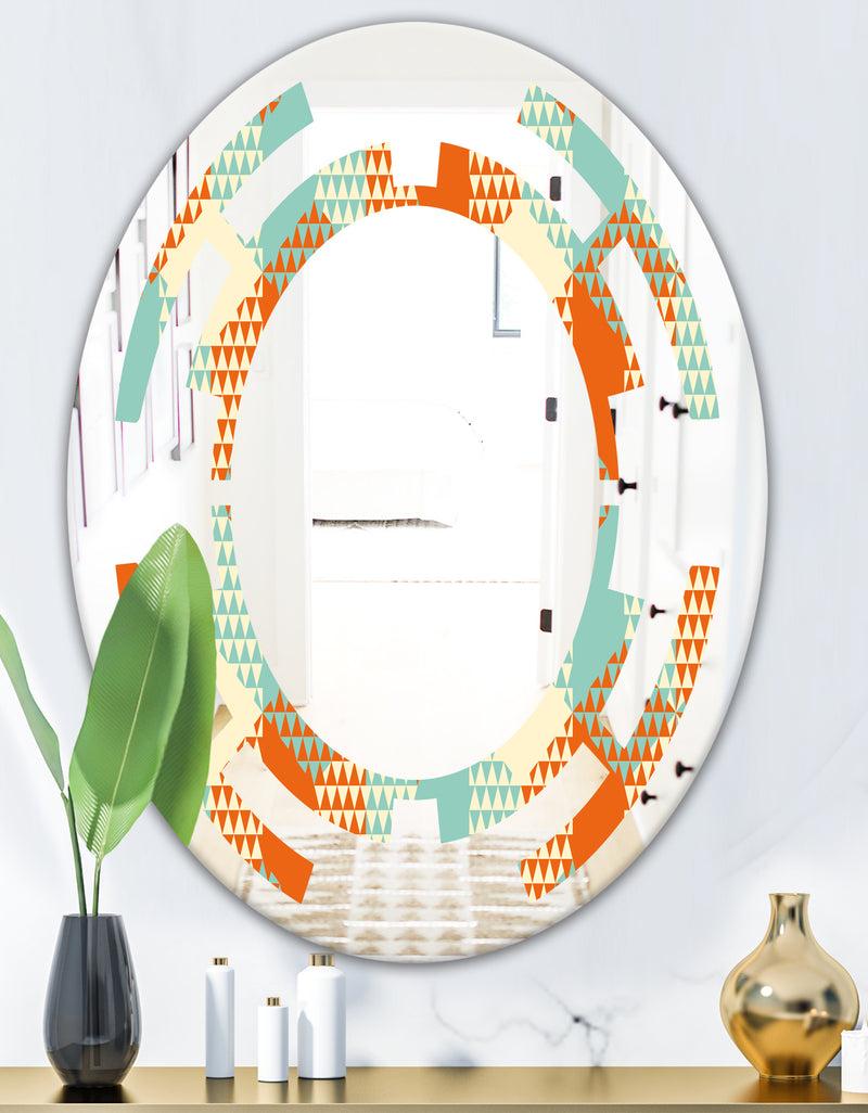 DesignQ Retro Hexagon Pattern VIII - Modern Round Or Oval Wall Mirror - Space