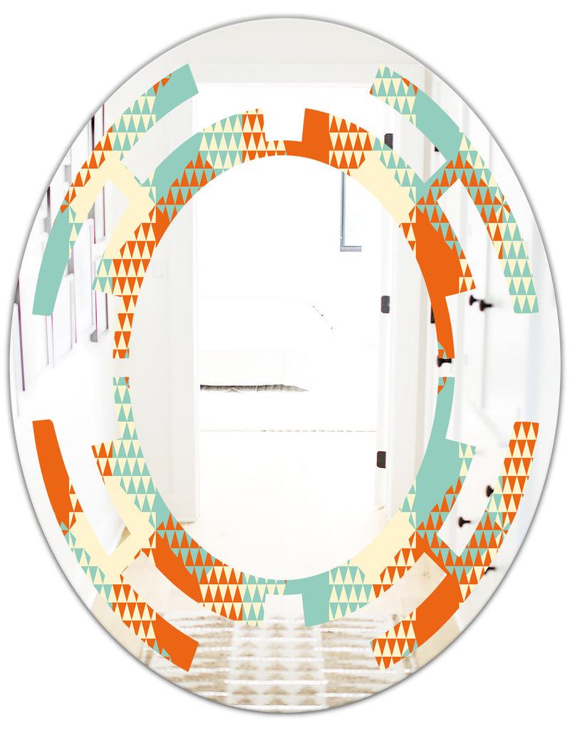 DesignQ Retro Hexagon Pattern VIII - Modern Round Or Oval Wall Mirror - Space